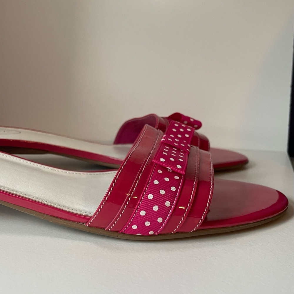 Talbots Pink Polka Dot Bow Kitten Heels Slides Sandals - Picture 7 of 7